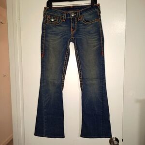 True Religion Sz 28 Women's Low Rise Jeans Stylized Stitches